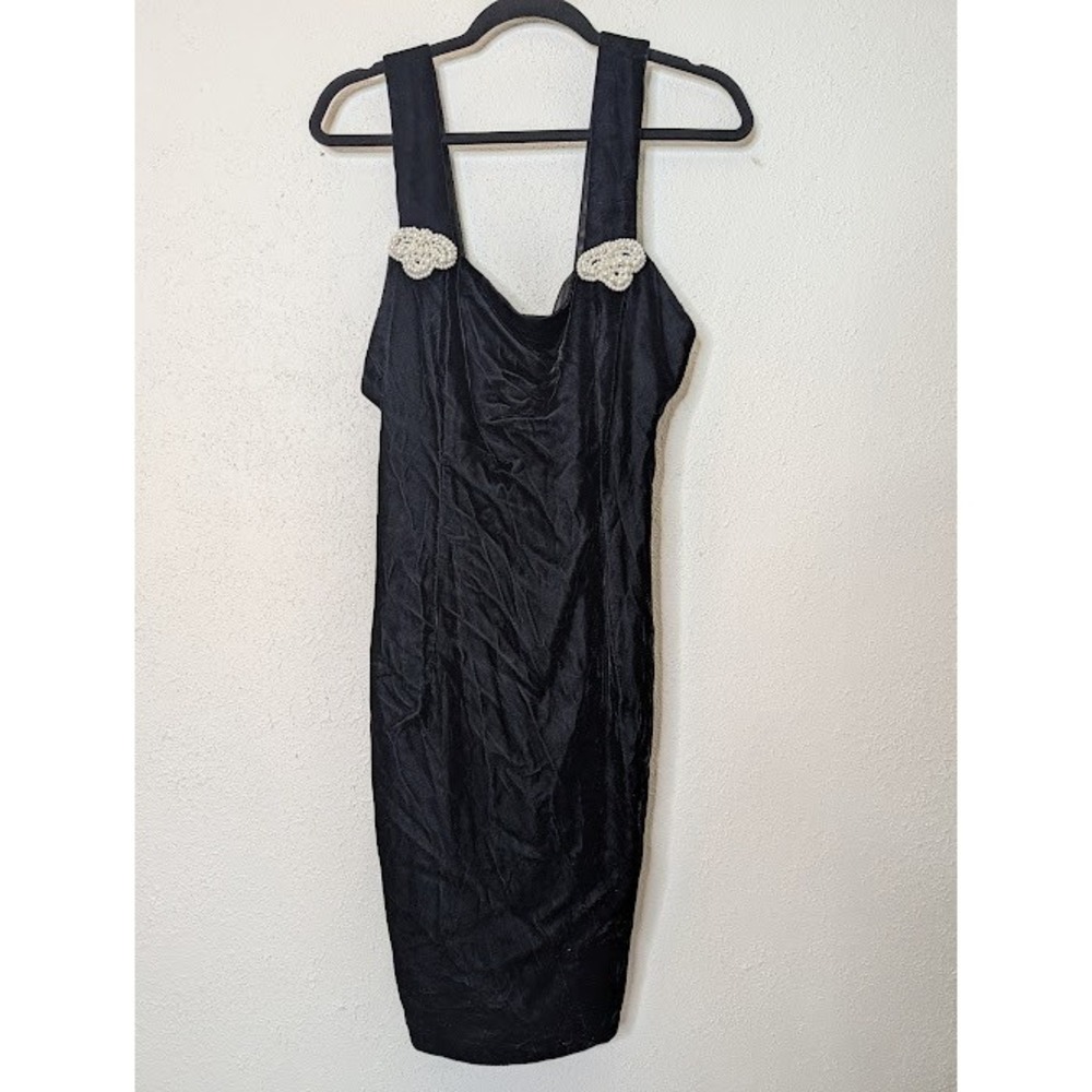 Vintage Jessica McClintock Gunne Sax Velvet Pearl Mini Dress Old Money 11/12